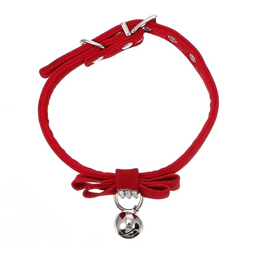 Supvox 2St Haustierhalsband Fliege aus Samt Glockenhalsband für Katzen pet Supplies haustierbedarf Welpe Bogenhalsband Kätzchen Glockenhalsband Basic Strasssteine Samtstoff rot von Supvox