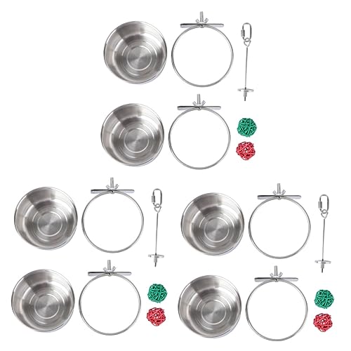 Supvox 3 Sets 5 Teiliges Set Vogelkäfig Utensilien Hängender Futternapf Stahl Futternapf Haustier Coop Becher Vogel Rattan Vogel Sitzstange Plattform Vogelkäfig Getränkehalter von Supvox