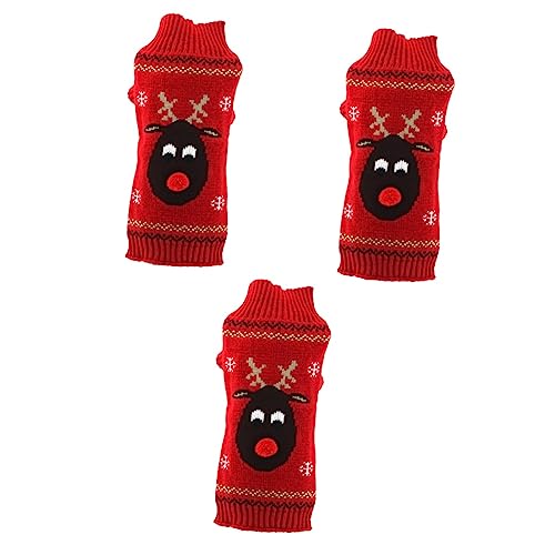 Supvox 3 Stück Hundekleidung Hundepullover Haustier Weihnachtskleidung Haustierpullover Welpenkleidung von Supvox