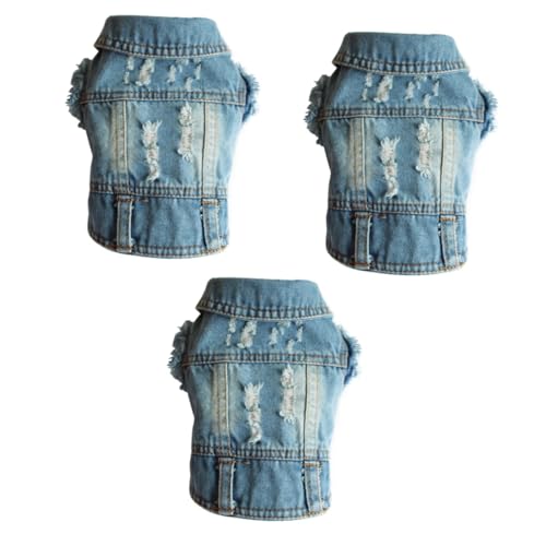 Supvox 3St Hundekleidung Kleidung Weste Hündchen Bekleidung Jeans Weste Jeansweste Dog Coat laufweste Tanktops Denim-Hundewesten Haustierkleidung Bichon Jacke kleine Weste Winterkleidung von Supvox