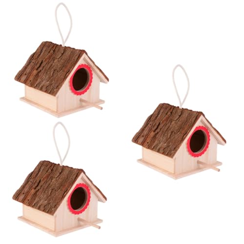 Supvox 3St Vogelnest Vogelbrutbox aus Holz Vogelhaus Vogel für Sittiche hängende Vogelhäuser zimmervoliere vogelhäuser für draußen Vogelnest aus Holz Vogelhäuschen aus Holz hölzern Brown von Supvox