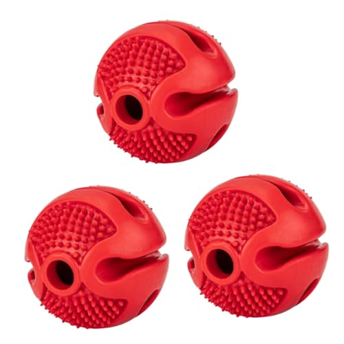 Supvox 3st Haustier Undichter Ball Zahnreinigung Beim Hund Spielzeug Für Haustiere Pet Slow Feeder Treat Ball Langsames Vorschubspielzeug Hündchenspielzeug Der Hund Rot Gummi Solide Kugel von Supvox