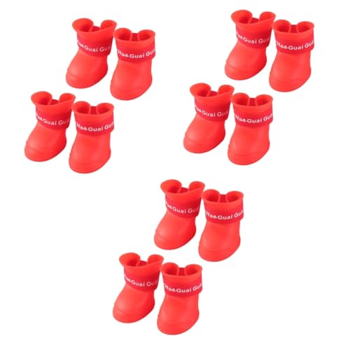 Supvox 3st Regenstiefel Für Welpen Bonbonfarben Hund Schneeschuhe Schneestiefel Für Hunde Hundepfotenschutz Modestiefel Hunderegenstiefel Für Kleine Hunde Haustier Rot Welpenschuhe von Supvox