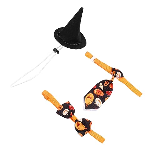 Supvox 4 Sätze Haustier-Halloween-Hut Igel Bett Halloween-Halsband Mit Fliege Für Haustiere Haustier-Halloween-Kappen Halloween Hexenmantel Welpen Hund Welpenhalsband Polyester von Supvox