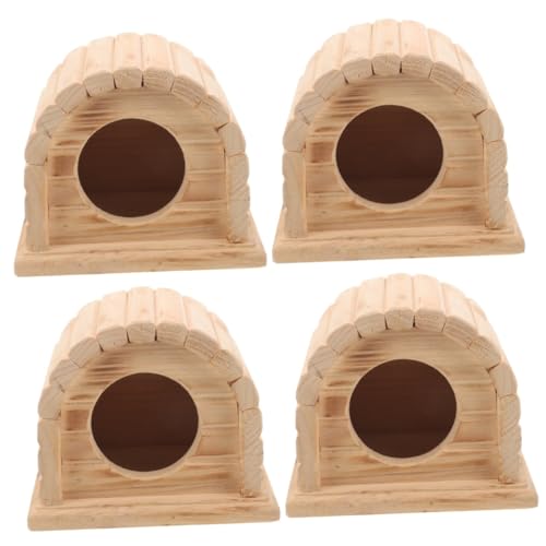 Supvox 4 Stück Hamsterhütte Hamster Versteck Hamster Holzhaus Kleintier Holzhaus Kleintierversteckhütte Hamsterhäuser Haushalt Haustierbett Zubehör Hamsterhaus Spielzeug hölzern von Supvox