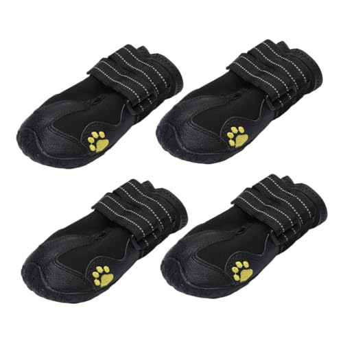 Supvox 4 Stück Haustierschuhe Hund für Pfoten Hundesocke Hundeschuhe Dackel Paws pfotenschutz hundepflege Haustiere Welpen verstellbare Stiefel rutschfeste Schuhe für welpen Gummi Black von Supvox