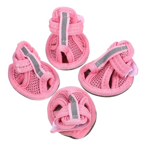 Supvox 4 Stück Hundeschuhe Für Sommer Atmungsaktive Anti Rutsch Sandalen Aus Mesh Für Haustiere Größe 3 Rosa Perfekt Für Heiße Tage Und Rutschige Böden von Supvox