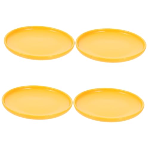 Supvox 4 Stück Katzenschüssel aus Keramik pet Supplies pet Bowl Katzenfutterschale Wasserspender für Katzen Futternapf für Kätzchen Flache Schale für Kätzchen Hund runder Essteller Yellow von Supvox