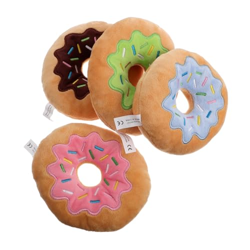 Supvox 4pcs Hund Spielzeug Quietschende Haustier Plüsch Spielzeug für Hunde Donut Weiche Spielzeug Interaktive Welpen Zahnen Kauen von Supvox