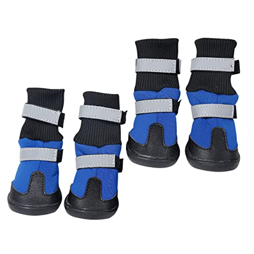 Supvox 4 Stück Schneestiefel für Haustiere Hundeschuhe Hund wandern pfotenschutz für Hunde Schuhe für Hunde Outdoor-Haustierschuhe Haustier warme Schuhe reflektierende Bänder Blue von Supvox