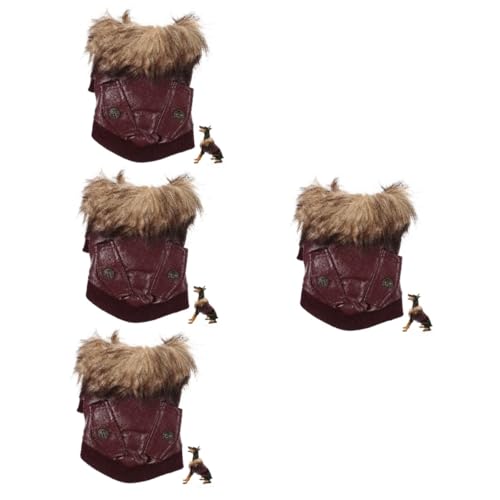 Supvox 4 Stück warme Hundejacke Hundemantel für Mops winterhundemantel kleines Hundekostüm Cosplay-Outfits Mäntel Kleider Haustiermantel Cosplay-Kleidung für Haustiere Haustier Hund Pu von Supvox