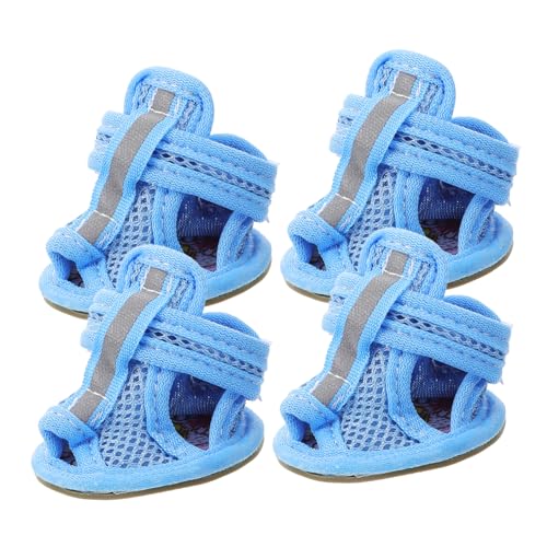 Supvox 4er Set Sommer Hundeschuhe Atmungsaktive Haustier Sandalen Mit Anti Rutsch Sohle Für Kleine Bis Mittelgroße Hunde Größe 4 von Supvox