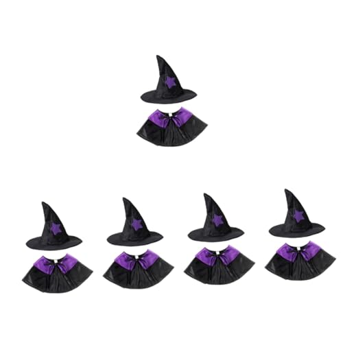 Supvox 5 Sätze Halloween-Umhang Haustier Halloween Cosplay Umhang Haustierzubehör Hund Halloween umhang Halloween Costume weihnachtsdeko -Requisiten Hut für Katze Acryl Violett von Supvox