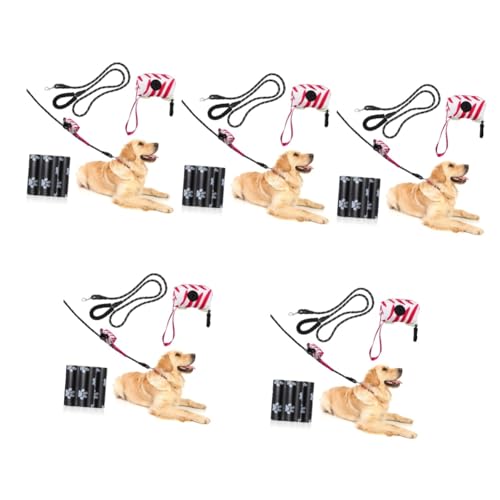 Supvox 5 Sätze Haustier-Hunde-Kit Hundeleine Hundekotbeutel Hundebedarf Hundehalsband Leine Ledergürtel Zugseil für Haustiere Kotbeutelspender draussen Outdoor-Produkt Haustier Hund Stoff von Supvox