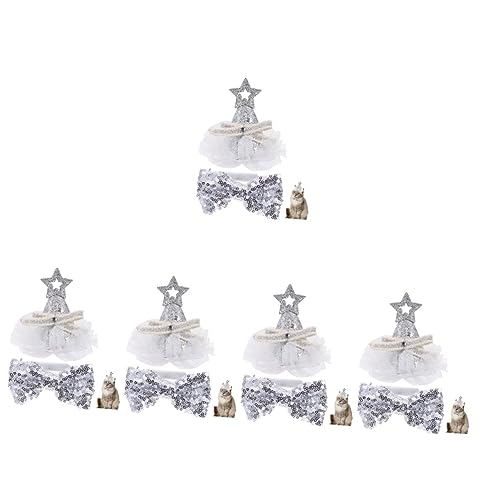 Supvox 5 Sätze Katzengeburtstagsmütze Jungen Fliege Hundegeburtstagskostüm Katze Geburtstag Hut Katze Geburtstag Geschenkset Welpe Ornament Bögen für Hunde kleines hundehalsband Krawatte von Supvox