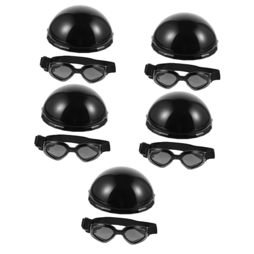 Supvox 5 Sets Haustier Schutzhelm Hundehelm Hunde Sonnenbrille Kleine Haustier Sicherheits Hundekappe Hut Hund Dekorative Brille Hut Helm Haustier Helm Kopfschmuck UV Schutz von Supvox