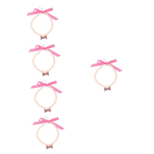 Supvox 5St Haustierhalsband exquisites Hundehalsband Katzenzubehör Perlenkette Hunde Halsketten eine Halskette dekoratives Katzenhalsband Kätzchen Halsverzierung Hündchen Rosa von Supvox