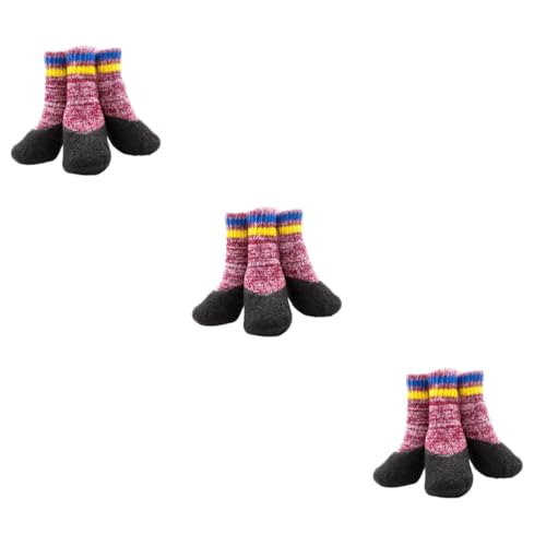 Supvox 6 Paare rutschfeste Hundesocken rutschfeste hundestiefel Welpensocken Winterschuhe für Hunde pet paw sockenschuhe warme Socken Haustier Hund Socken Haustiersocken warm halten rot von Supvox