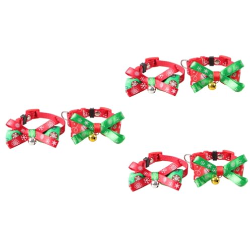 Supvox 6 STK Weihnachten Haustierhalsband seidenband bändchen weihnachtskatze Fliege Kragen Haustiergeschenk Glockenhalsband für Haustier Glockenhalsband für Hunde Krawatte Halskette von Supvox