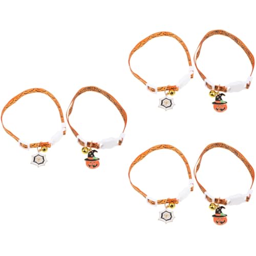 Supvox 6 STK Haustierhalsband Halloween-Hundehalsband Welpenhalsband Halloween kürbis Halloween Pumpkin Halskette Haustier Hundehalsband abbrechbares Katzenhalsband Kätzchen Gürtelring von Supvox