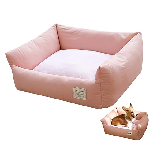 Supvox Abnehmbares Und Waschbares Haustiernest Katze Sommerbett Hundeschlafsofa Bodenbett Für Hunde Bequemes Welpenbett Sommerbett Für Haustiere Zwinger Rosa Kleiner Hund Baumwolle von Supvox