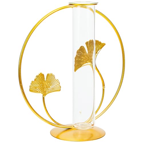 Supvox Blumenständer aus Glas Pflanzentopf hydroponische Pflanzenflasche Living Room Decoration wohnzimmerdeko wohnungsdeko Desktop-Hydrokulturvase hydrokultur pflanzenrohr Metall Golden von Supvox