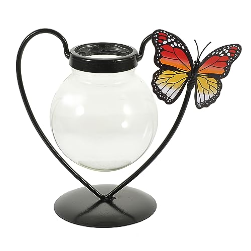 Supvox Blumentopf büroradio offic samen streuer Flower pots Hausdekoration Pflanzen Schüssel Couchtischdekorationen Selbstbewässerung Kunstvase aus Glas aus Eisen Home-Desktop- Black von Supvox