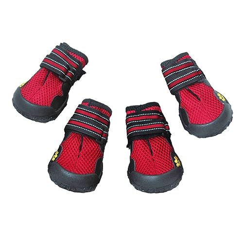 Supvox Hundeschuhe für Outdoor-wanderungen Rote Mesh-Haustier-hundestiefel – Sohle von Supvox