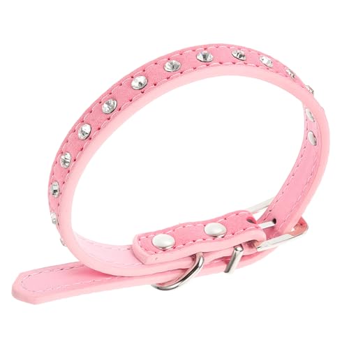 Supvox Haustier Hundehalsband pet Supplies haustierbedarf Katzenzubehör Hundezubehör Haustierhalsband mit Strasssteinen Strasskragen verstellbares Haustierhalsband einstellbar Rosa von Supvox