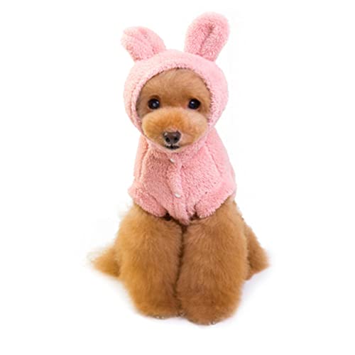 Supvox Haustierkleidung welpenwarme Jacke Hundepullover Haustierweste Pullover Mantel hundemantel Dog Raincoat Winterkleidung Hundebekleidung Ohr Hundekleidung Französischer Hund Rosa von Supvox