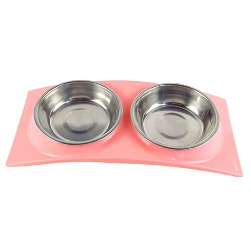 Supvox Haustiernapf Wasserspender für Haustiere Futternapf für Wasser Kleiner Stand petg Futternapf für Haustiere Hundefutter Hundenapf Halterung Puzzle Keramikmatte Reisen Zubringer Rosa von Supvox