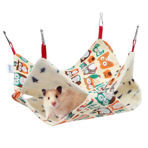 Supvox Jahreszeiten Haustier Hängematte mit Eulen Doppellagiges Chinchilla Schlafbett Gemütliches und Tragbares Nagetierbett für Meerschweinchen Eichhörnchen und Hamster Supvox Jahreszeiten Haustier Hängematte mit Eulen Doppellagiges Chinchilla Schlafbett Gemütliches und Tragbares Nagetierbett für Meerschweinchen Eichhörnchen und Hamster von Supvox