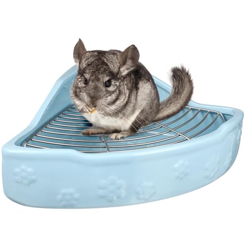 Supvox Kaninchen-Keramik-Toilette Kaninchen-töpfchentrainer Kaninchenstreu Igel Katzentoilette Kaninchenkäfig Töpfchen Trainer Kleintiertoilette Kleintierbedarf Chinchilla-zubehör Blue von Supvox