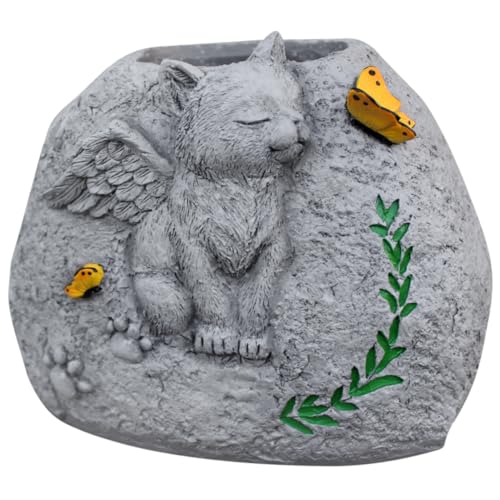 Supvox Kleiner saftiger Blumentopf Katzentür Katzen-Kerzenhalter Kratzmatte für Katzen Kratzschutz für Katzen sukkulente Tiergedächtnis Gartenpflanzer Zimmertöpfe für Pflanzen Harz Grey von Supvox