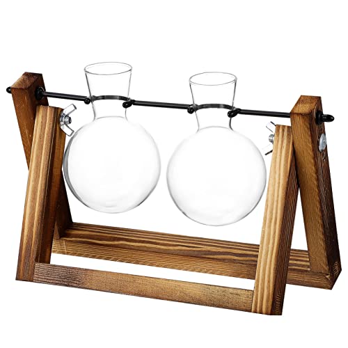 Supvox Ornamente Glasvasen Schreibtisch Dekoration vases pflanzrahmen glasgefäß Pflanzen Blumenvase blumenbank hängende Vermehrungsstation Tischterrarium Vermehrungsstation für Tisch Holz von Supvox