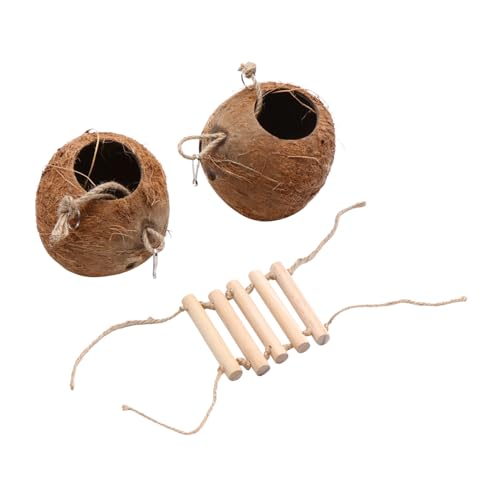 Supvox Papageien-kokos- Spielzeug Für Vogelkäfige Vogel-Kokosnuss-Nest Muschelnest Vogel Kletterleiter Vogelhamster-kokosnest Vogelkäfig Kokosnussnest Vogelbarsch Kokosnuss Schnitzen von Supvox