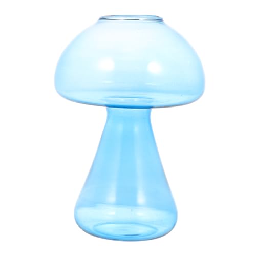 Supvox Pilzvase Vasen Ornamente Zum Basteln Vintage Ornamente Dekoration Topf Glühbirnengefäße Bunte Ornamente Retro Bulk Ornamente Pflanze Kreative Vase Blaues Glas von Supvox