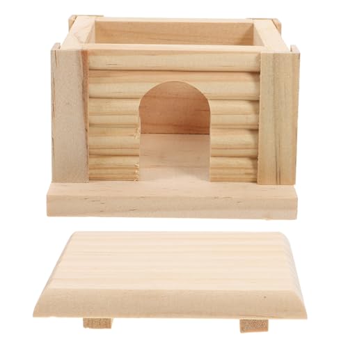 Supvox Rennmaus Hamster Spielplatz Hamster Holzhaus für Nagetiere Hamster Versteck kleintierhaus Hamsterzubehör für Käfige Hamsterhaus Häschen Zeug hölzern von Supvox