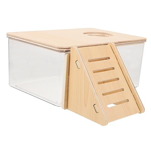 Supvox Transparente Hamster Badewanne Mit Holzleiter 2 Teiliges Set + Sandbad Für Tägliche Sandbäder Wiederverwendbare Hamster Badewanne Ideales Zubehör Für Kleintiere von Supvox