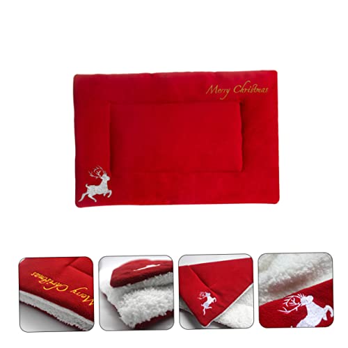 Supvox Weihnachtsmatte für Haustiere Katzendecke Plüschtiere Katzenbetten Weihnachts Haustiermatte Weihnachtliches Design Haustiermatte Schlafmatte für Hunde Katze matratze Bett Stoff rot von Supvox