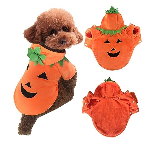 Surakey Halloween Hundemantel Haustiere Kürbis Lächelndes Gesicht Kostüm Hundekostüm Halloween Kleidung Hoodie Mantel Plüsch Cosplay Bekleidung für Kleine Mittlere Hunde Katzen von Surakey