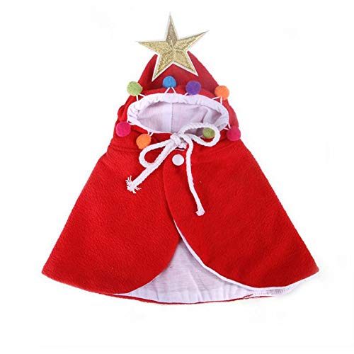 Surakey Katze Kleidung Weihnachts,Hunde Weihnachtskostüm, Haustier Katze Weihnachten Kleidung Santa Claus Outfit Mantel Kostüm mit Hut, Katzenkostüm Cape Warme Weihnachtskleidung Party Kostüm von Surakey