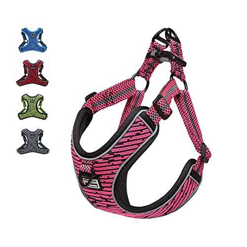 Suredoo Hundegeschirr für Große Mittlere Kleine Hunde Welpen Haustiere, Anti Zug Geschirr No Pull Sicherheitsgeschirr Reflektierend Atmungsaktiv Brustgeschirr Dog Harness Weich Einstellbar (L, Pink) von Suredoo