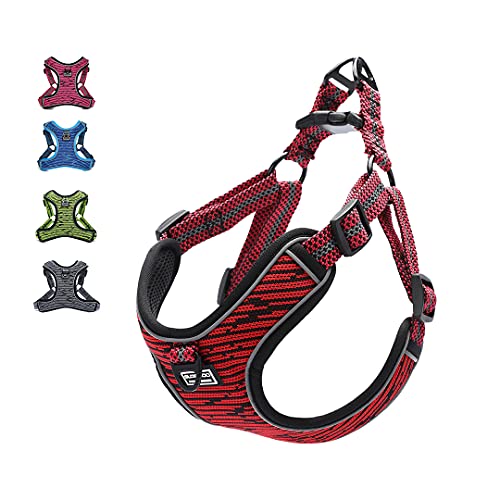 Suredoo Hundegeschirr für Mittlere Kleine Hunde Welpen Haustiere, Anti Zug Geschirr No Pull Sicherheitsgeschirr Reflektierend Brustgeschirr Dog Harness Weich Einstellbar (S, Rot) von Suredoo