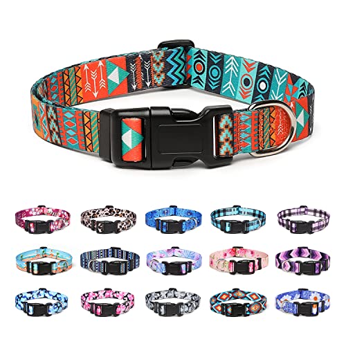 Suredoo Hundehalsband Verstellbares, Weich & Komfort Nylon Hunde Halsband für Kleine Mittlere Große Hunde Welpen Katzen (L, Tribal) von Suredoo