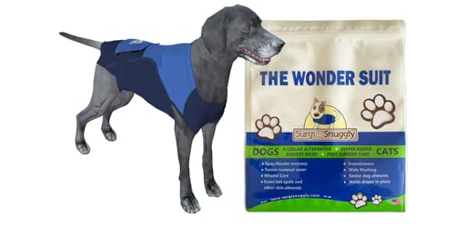 Surgi~Snuggly Hundeartikel Wundschutz – Alternative für Hunde, schützt Wunden und Bandagen Ihres Haustiers, hilft Hot Spots, und bietet Anti-Angstlinderung, Large Short, Double Blue von Surgi~Snuggly