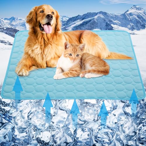 Kühlbett-Matten für Hunde, selbstkühlend, für Hunde und Katzen, für drinnen und draußen, Blau, Größe XL von Suroomy