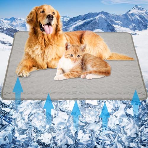 Kühlbett-Matten für Hunde, selbstkühlend, für Hunde und Katzen, für drinnen und draußen, Grau, Größe L von Suroomy