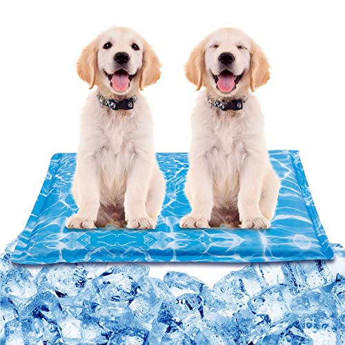 Suroomy Kühlmatte für Hunde, Wassereinspritzung, kühlende Bettmatten, selbstkühlende Haustiere, Hunde, Kühlmatte für Hunde, Katzen, drinnen und draußen (mittelgroß, blau), Größe M (53,3 x 71,1 cm) von Suroomy
