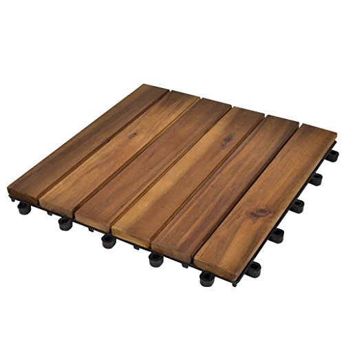 Susany Terrassenfliesen 20er-Set Holz Vertikales Muster 30 x 30 cm Akazie von Susany